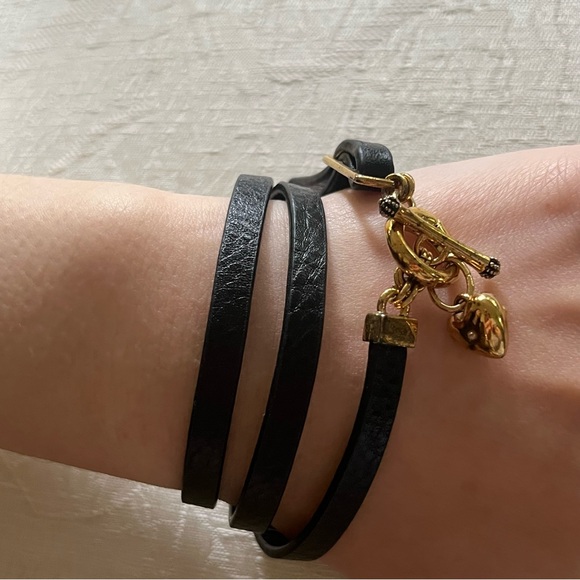 New! Juicy Couture Triple Leather Wrap Bracelet  - Black - Picture 2 of 3